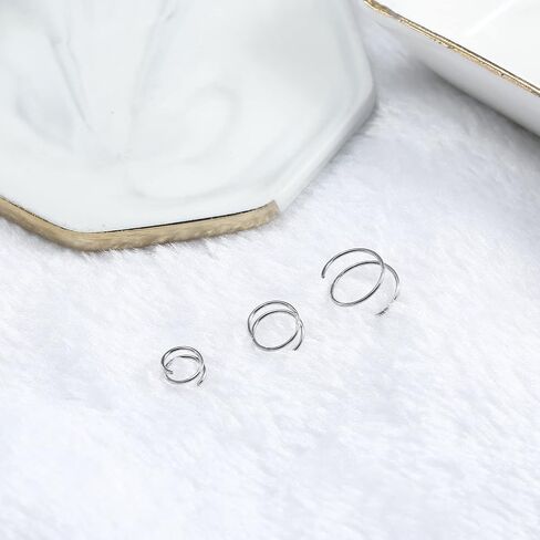 16G/18G/20G Implant Grade Titanium Nose Ring CZ Daith Jewelry Cartilage Earrings Hoops 6-12mm, ASTM F136 Titanium Helix Rook Tragus Lip Septum Rings Hypoallergenic Piercing Jewelry for Women Men in Kuwait
