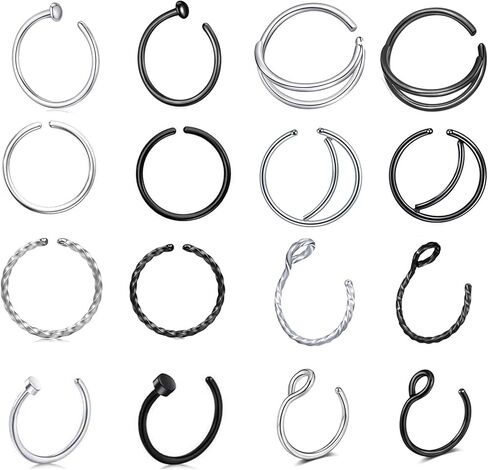 الأنف الدائري هوب 20 جرام 316L الجراحية الصلب الأنف خواتم هيئة ثقب المجوهرات للنساء الفتيات in Kuwait