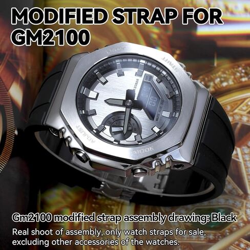طقم MOD متوافق مع حزام الساعة المطاطي المعدل لساعة Casio للرجال G-SHOCK GM2100 GM-2100B مع أداة in Kuwait