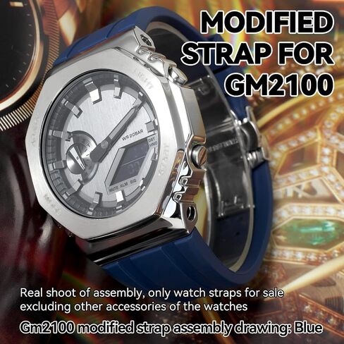 طقم MOD متوافق مع حزام الساعة المطاطي المعدل لساعة Casio للرجال G-SHOCK GM2100 GM-2100B مع أداة in Kuwait