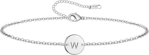 Personalized Initial Bracelet for Women, Stainless Steel Letters Bracelet Delicate Coin Dainty Disc Alphabet Charm Bracelet Monogram Name Bracelet for Girls in Saudi Arabia