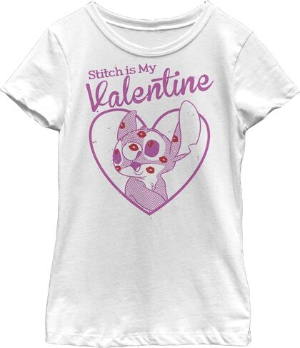 Disney Lilo & Stitch Stitch Valentine Girl's Solid Crew Tee in Saudi Arabia