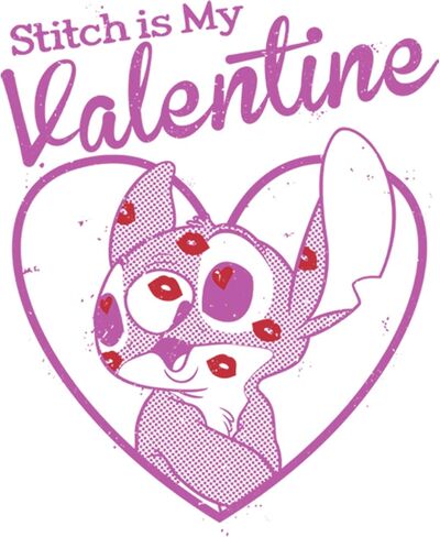 Disney Lilo & Stitch Stitch Valentine Girl's Solid Crew Tee in Saudi Arabia