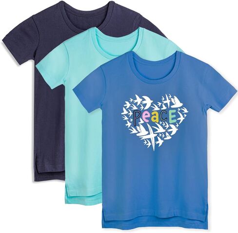 Mightly Girls' Scooped Neck Short Sleeve T Shirts | 100% Organic Cotton, Colorful Casual Stylish Clothes in Kuwait