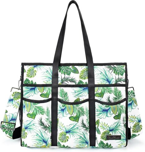 CLOUDMUSIC Utility Tote Bag With Shoulder Crossbody Strap Multi Pockets Zipper For Nurses Teachers Work in Kuwait