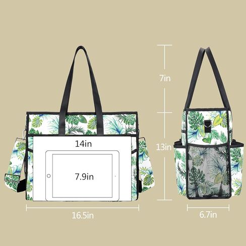 CLOUDMUSIC Utility Tote Bag With Shoulder Crossbody Strap Multi Pockets Zipper For Nurses Teachers Work in Kuwait