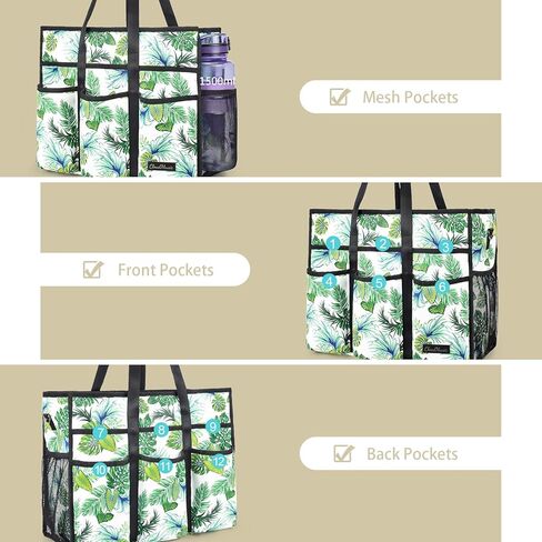 CLOUDMUSIC Utility Tote Bag With Shoulder Crossbody Strap Multi Pockets Zipper For Nurses Teachers Work in Kuwait
