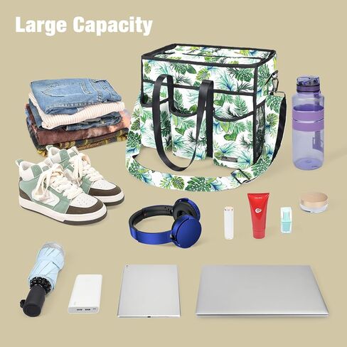 CLOUDMUSIC Utility Tote Bag With Shoulder Crossbody Strap Multi Pockets Zipper For Nurses Teachers Work in Kuwait