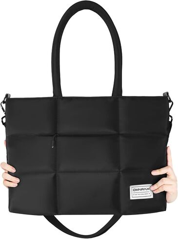 حقيبة يد منتفخة من Omnpak، حقائب كروس مبطنة للنساء مع حزام حمل مخفي، حقيبة كتف منتفخة من النايلون مع جيوب بسحاب، محفظة سوداء in Kuwait
