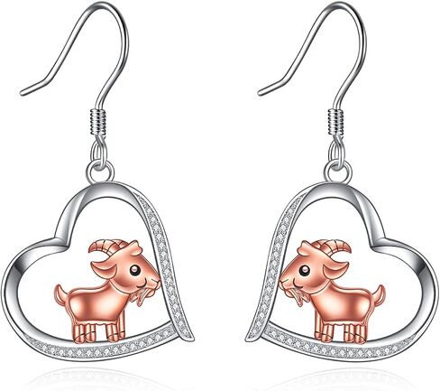 YAFEINI Axolotl Goat Gifts Sterling Silver Axolotl Goat Dangle Drop Earrings Heart Animal Jewelry for Women Girls in Saudi Arabia