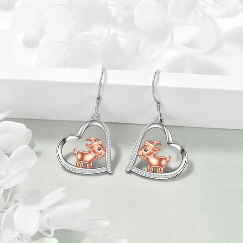 YAFEINI Axolotl Goat Gifts Sterling Silver Axolotl Goat Dangle Drop Earrings Heart Animal Jewelry for Women Girls in Saudi Arabia