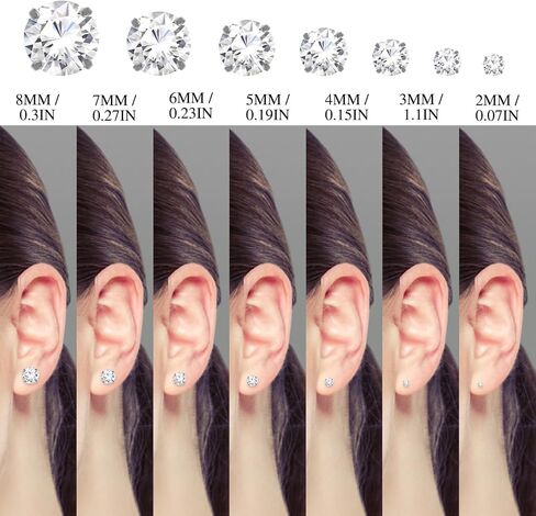Yolev 7Pairs Cubic Zirconia Stud Earrings for Women Men Flatback Hypoallergenic Earrings Stainless Steel Earrings Piercing Ear Cartilage for Sensitive Ears in Saudi Arabia