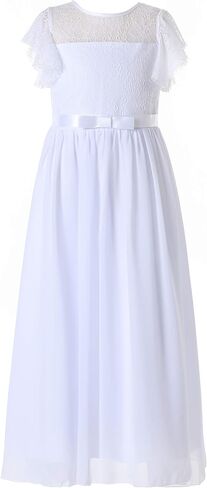 Glamulice Flower Girl Bohemian Dress Ruffle Chiffon Wedding Bridesmaid Holiday Beach Dresses in Saudi Arabia