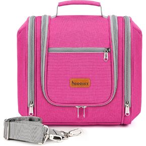 COOSKY Extra Large Toiletry Bag for Women and Men, 6 Organizer Compartments, Holds Full Size Shampoo, with Hanging Hook Cosmetic Bag, Travel Makeup Bag, Bathroom Water-resistant Toiletries Bag, Blue
