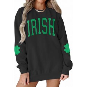 GLIGLITTR Women St. Patrick's Day Crewneck Sweatshirt Shamrock Lucky Graphic Shirt Irish Long Sleeve Oversized Pullover Tops in Kuwait