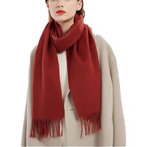 Wool Scarf, 100% Pure wool，Women's Solid Color Fringed Wool Scarf