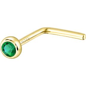 مجوهرات Avalanche الصلبة 14K الذهب على شكل حرف L مجموعة الحافة الزمرد 22G L-Bend الأنف مسمار - 14K الذهب الأبيض / 14K الذهب الأصفر مايو جوهرة الأنف الدائري مسمار in Kuwait
