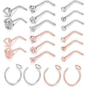 PEAKLINK 20G ترصيع الأنف الجراحية الصلب الأنف ترصيع مسامير الأنف الدائري هوب ثقب الجسم in Kuwait