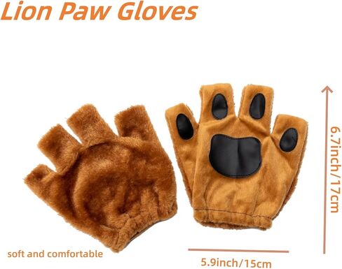 مجموعة أزياء الحيوانات مكونة من 5 قطع، زي الأسد وعصابة رأس وربطة رأس على شكل ذيل توتو لامعة وملصق وشم للفتيات في الهالوين in Kuwait