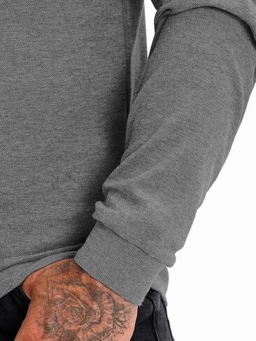 قميص بولو رجالي VHUQGVU بأكمام طويلة من القطن الأساسي مع تي شيرت بجيب in Kuwait