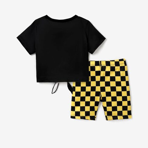 L.O.L. Surprise! Girl's 2 Piece Outfits Tie Knot T-shirt and Checkered Print Short Summer Holiday Sets in Saudi Arabia
