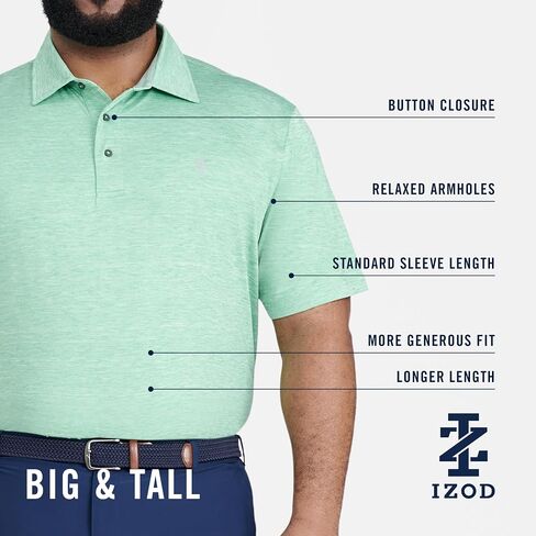 IZOD Men's Golf Title Holder Short Sleeve Polo Ultra Violet Bt 5X-Large Tall in Saudi Arabia