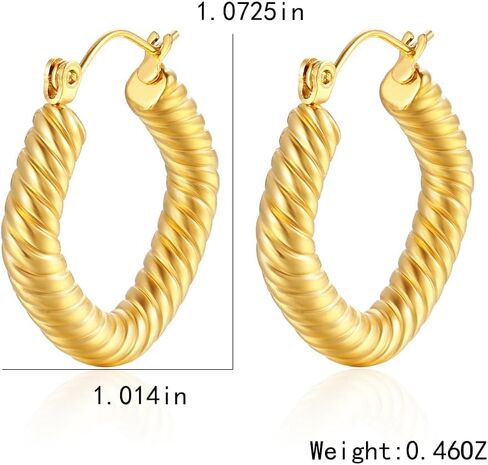 Lureme خمر بوهو 18K الدائرة الذهبية جولة هوب أقراط الفولاذ المقاوم للصدأ إسقاط أقراط مجوهرات للنساء الفتيات (er006404) in Kuwait