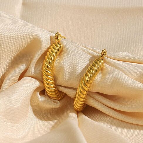 Lureme خمر بوهو 18K الدائرة الذهبية جولة هوب أقراط الفولاذ المقاوم للصدأ إسقاط أقراط مجوهرات للنساء الفتيات (er006404) in Kuwait