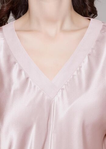 LilySilk Women's 100% Real Silk Pajamas Set V Neck 3/4 Long Sleeve 22 Momme Mulberry Silk Sleepwear in Kuwait