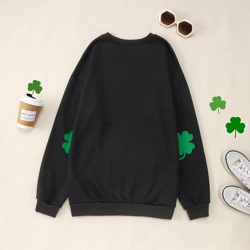 GLIGLITTR Women St. Patrick's Day Crewneck Sweatshirt Shamrock Lucky Graphic Shirt Irish Long Sleeve Oversized Pullover Tops in Kuwait