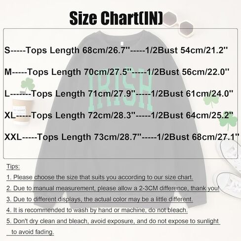 GLIGLITTR Women St. Patrick's Day Crewneck Sweatshirt Shamrock Lucky Graphic Shirt Irish Long Sleeve Oversized Pullover Tops in Kuwait