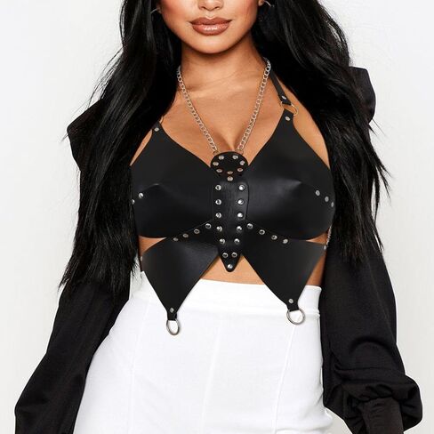 Navoky Punk جلد الجسم سلسلة فراشة أحزمة الصدر القوطية أحزمة الصدر قابل للتعديل حزام الجسم اكسسوارات الحفلات الهذيان للنساء in Kuwait