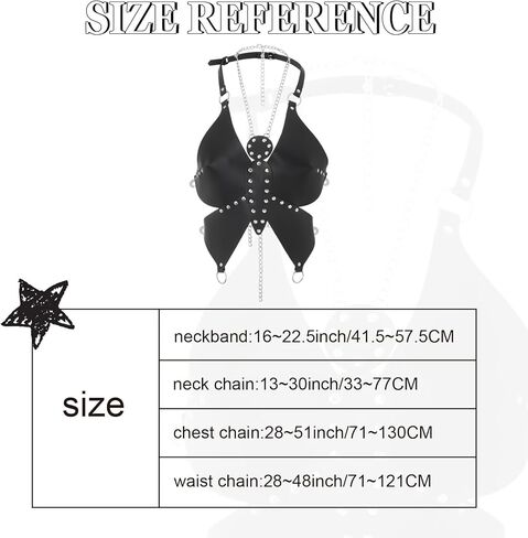 Navoky Punk جلد الجسم سلسلة فراشة أحزمة الصدر القوطية أحزمة الصدر قابل للتعديل حزام الجسم اكسسوارات الحفلات الهذيان للنساء in Kuwait