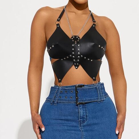 Navoky Punk جلد الجسم سلسلة فراشة أحزمة الصدر القوطية أحزمة الصدر قابل للتعديل حزام الجسم اكسسوارات الحفلات الهذيان للنساء in Kuwait