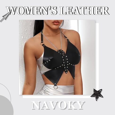 Navoky Punk جلد الجسم سلسلة فراشة أحزمة الصدر القوطية أحزمة الصدر قابل للتعديل حزام الجسم اكسسوارات الحفلات الهذيان للنساء in Kuwait