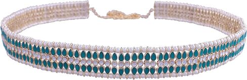 I Jewels 18K Gold Plated Indian Wedding Bollywood Kundan & Pearl Studded Adjustable Kamarband/Belly Chain For Women/Girls (B032) in Kuwait