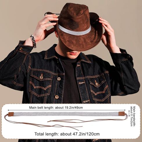 CEIDUENEI 4 قطع بلينغ حجر الراين قبعة رعاة البقر الفرقة، العرقية الغربية أحزمة قبعة راعية البقر الريفية، بلينغ قبعة الملحقات in Kuwait