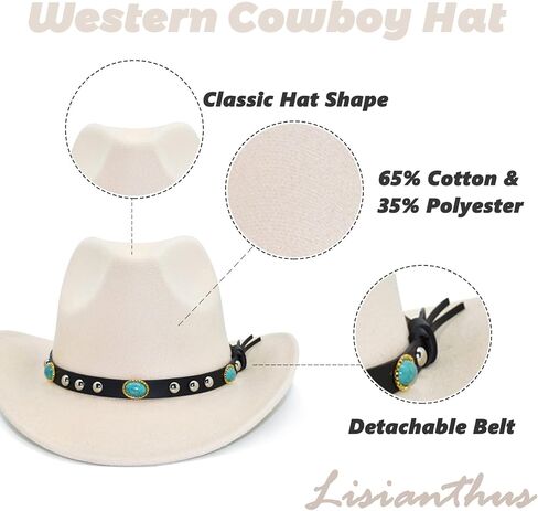 Lisianthus للرجال والنساء قبعة رعاة البقر الغربية واسعة الحواف, M in Kuwait