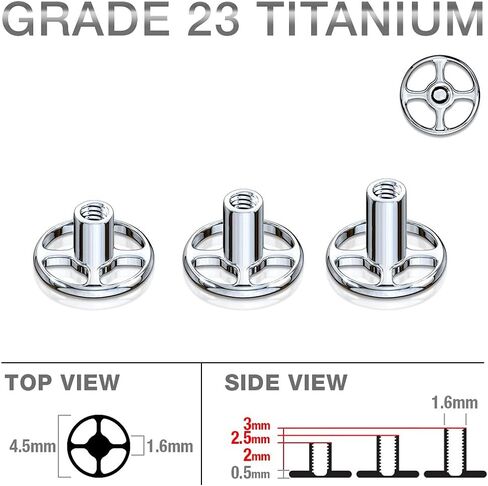Pierced Owl - 14GA G23 Implant Grade Solid Titanium 4 Hole Round Dermal Anchor Base in Saudi Arabia