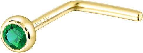 مجوهرات Avalanche الصلبة 14K الذهب على شكل حرف L مجموعة الحافة الزمرد 22G L-Bend الأنف مسمار - 14K الذهب الأبيض / 14K الذهب الأصفر مايو جوهرة الأنف الدائري مسمار in Kuwait