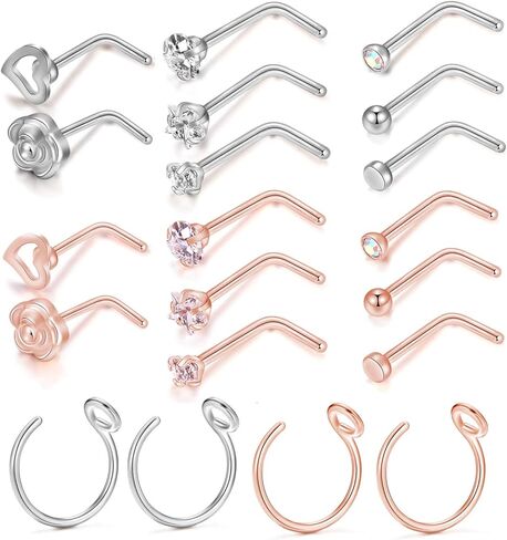 PEAKLINK 20G ترصيع الأنف الجراحية الصلب الأنف ترصيع مسامير الأنف الدائري هوب ثقب الجسم in Kuwait