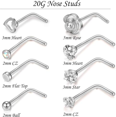 PEAKLINK 20G ترصيع الأنف الجراحية الصلب الأنف ترصيع مسامير الأنف الدائري هوب ثقب الجسم in Kuwait