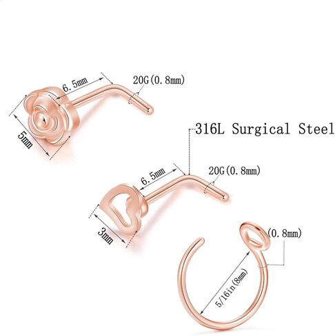 PEAKLINK 20G ترصيع الأنف الجراحية الصلب الأنف ترصيع مسامير الأنف الدائري هوب ثقب الجسم in Kuwait