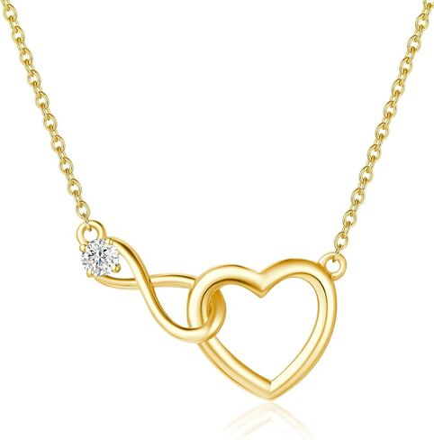 FANCIME 14K الذهب الصلب الحقيقي إنفينيتي الحب القلب قلادة مع مويسانيتي المجوهرات الجميلة بروميس الذكرى السنوية هدايا عيد ميلاد للنساء الفتيات أمي ابنة لها in Saudi Arabia