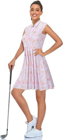LURANEE Women's Golf Tennis Dresses Sleeveless Exercise Zipper Polo Sport Pleated Flowy Dress in Kuwait