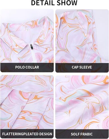 LURANEE Women's Golf Tennis Dresses Sleeveless Exercise Zipper Polo Sport Pleated Flowy Dress in Kuwait