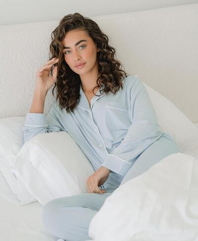 Hagmeu Womens Pajama Sets Long Sleeve Nightwear Lounge Set Button Down Sleepwear Soft Pjs Set with Pockets in Saudi Arabia