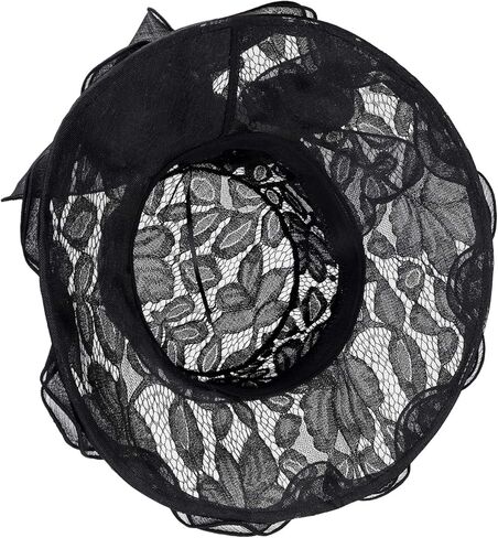 Women’s Lace Organza Bow Hat Wide Brim Fascinator Bucket Hat Cocktail Tea Party Bridal Wedding Church Hat in Saudi Arabia