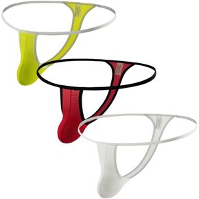 Golirsteca Men's Breathable Mesh G-String Thong Panties Underwear Low Waist Bulge Pouch Thin Strap Thongs