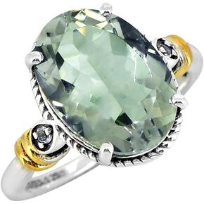 YoTreasure Natural Green Amethyst Ring Gold Over 925 Silver Gemstone Jewelry in Saudi Arabia